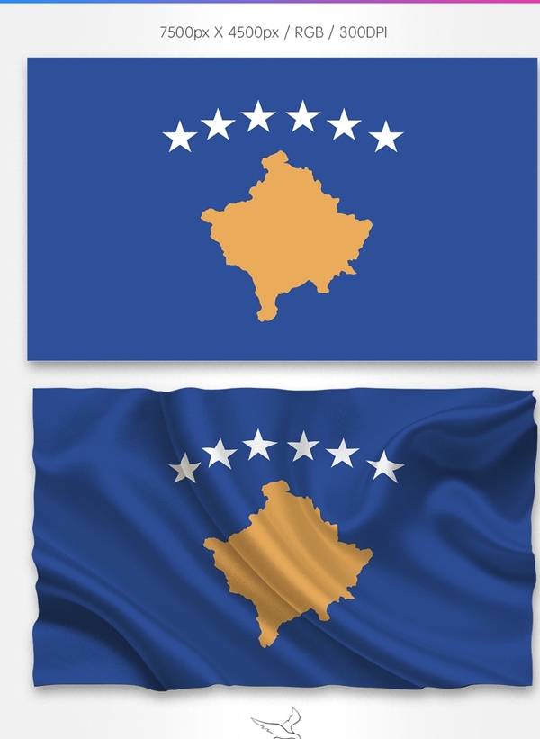 科索沃国旗分层psd