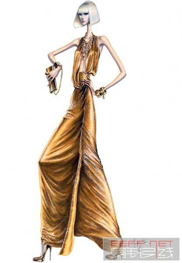 金色连衣裙设计图