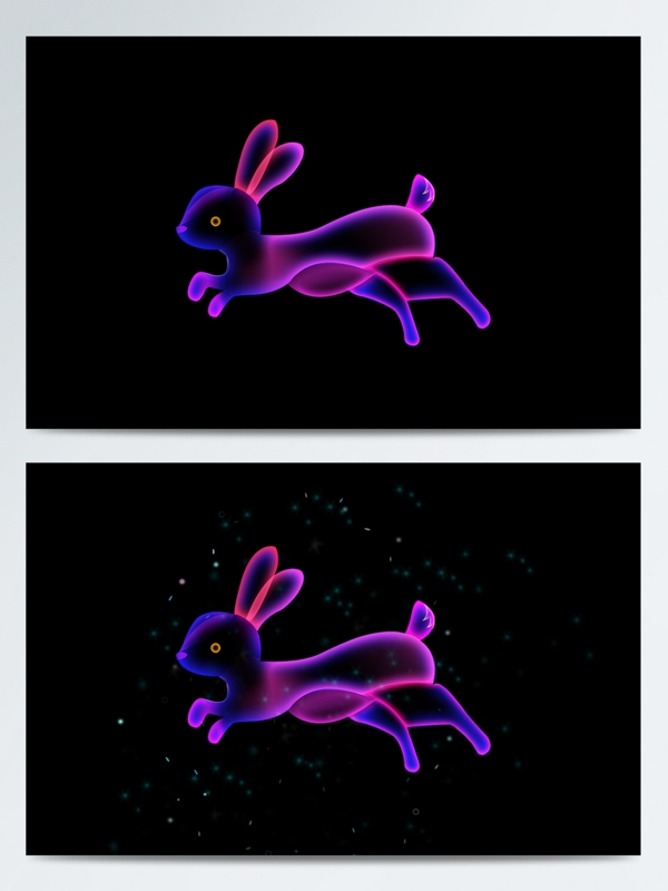 卡通动物原创光效幻想之光原创幻彩渐变兔子元素设计