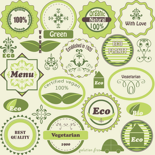 绿色自然的标签设计矢量素材02