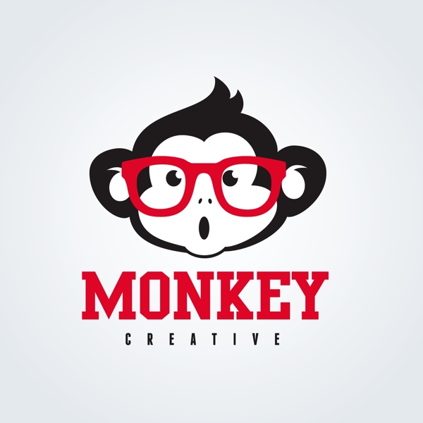 可爱的戴眼镜的猴子标志logo模板