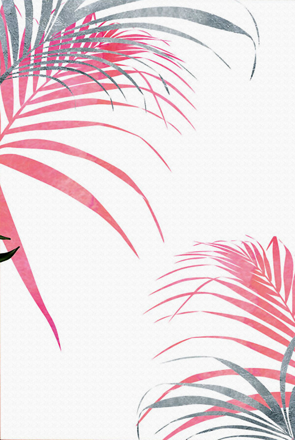 热带植物粉色装饰画