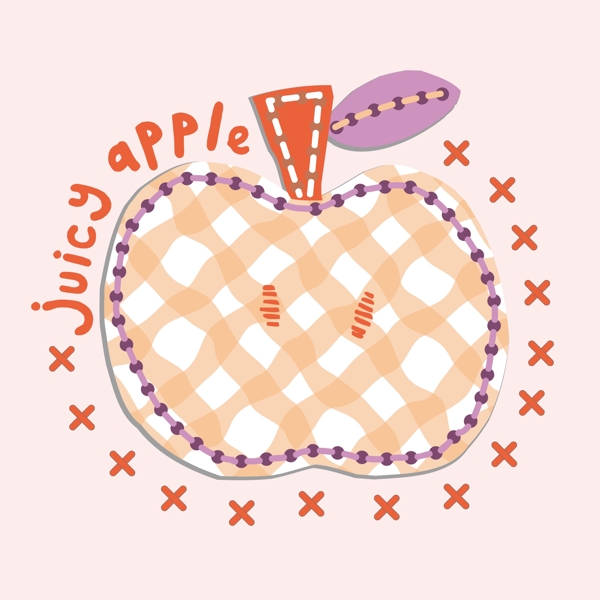 印花矢量图可爱卡通水果苹果色彩免费素材