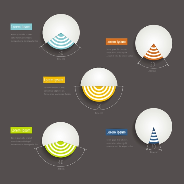 扁平化饼型统计图矢量图