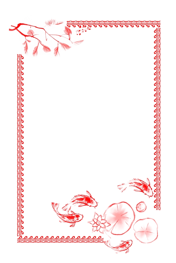 金粉红色底春节新年边框背景仿古纸