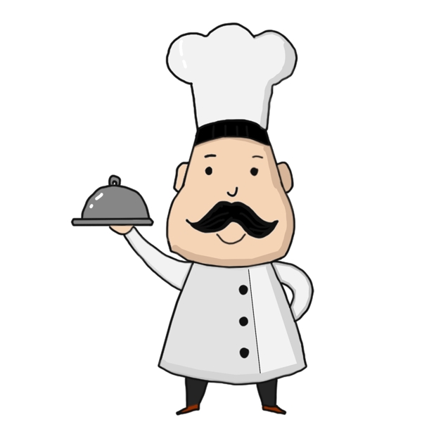 手绘卡通八字胡的厨师原创元素