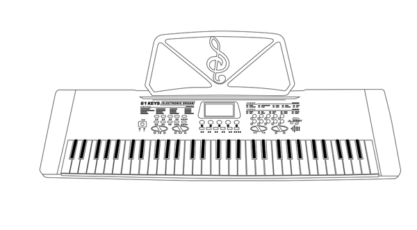 电子钢琴线稿图片