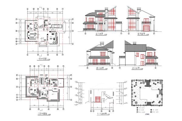 现代双层庭院别墅设计图