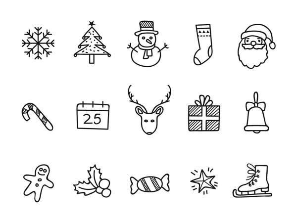 15个圣诞节的涂鸦图标