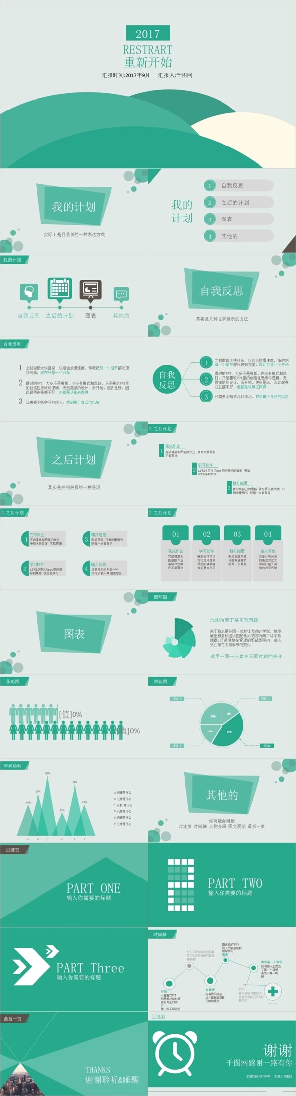 绿色商务简约PPT模版