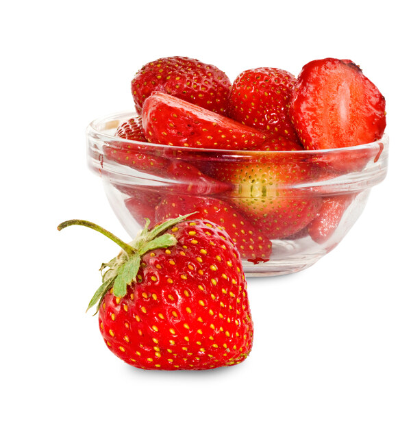 玻璃碗里的草莓