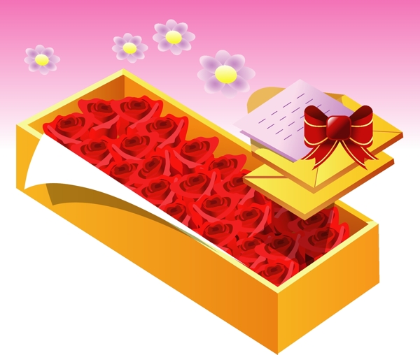 玫瑰礼盒信件情书