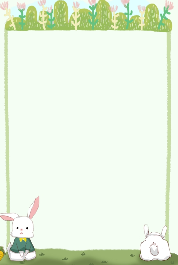 可爱简约小兔子装饰边框背景