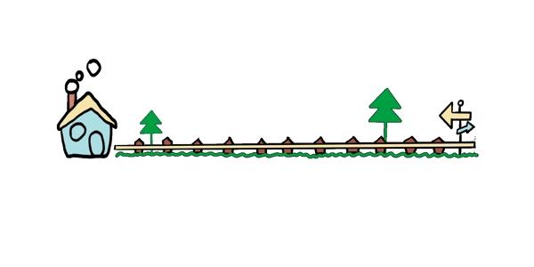 房屋树木分割线插画