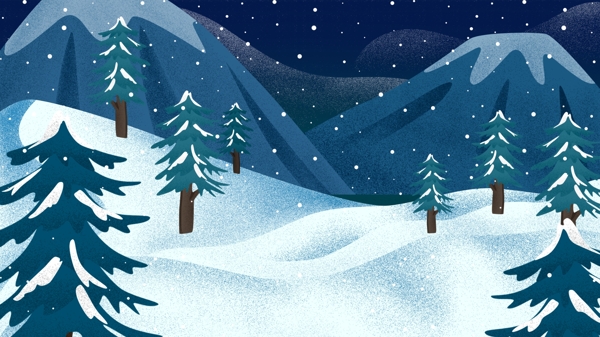 圣诞节雪地插画背景