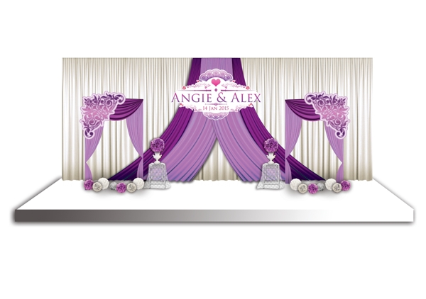 紫色浪漫婚禮佈置