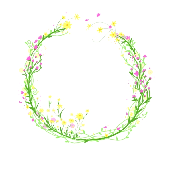 绿色植物花环插画