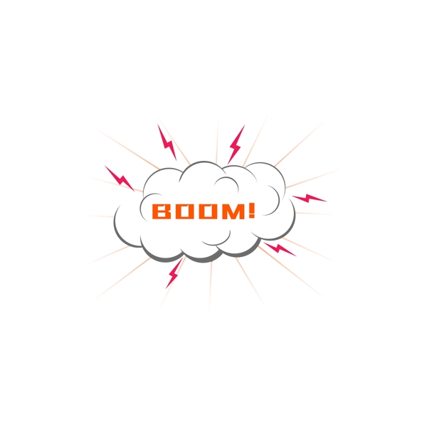原创手绘风爆炸云对话框闪电boom元素