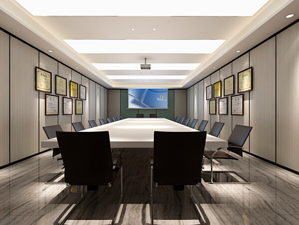 欧式沉稳凝练型轻奢办公室会议室装修效果图