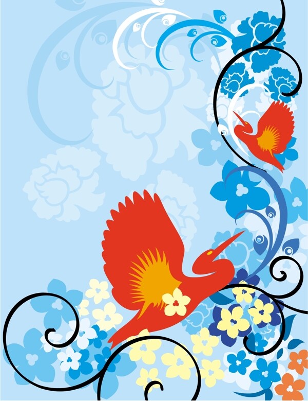 凤凰鸟类图案背景设计