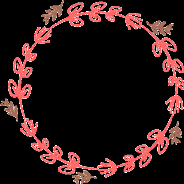 红色线条花环透明装饰素材