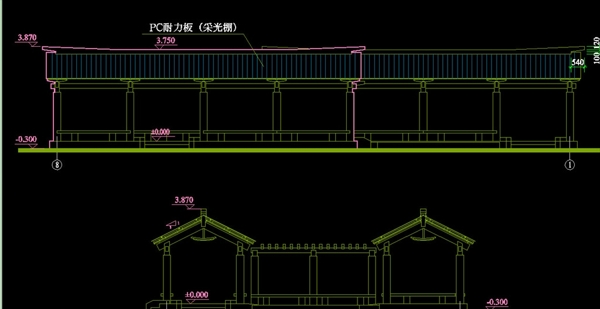 廊子建筑结构详图CAD