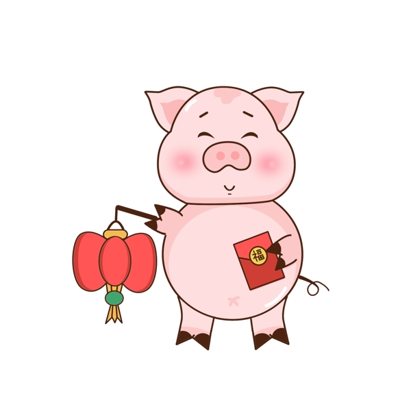 手绘简约卡通小猪猪年可爱猪