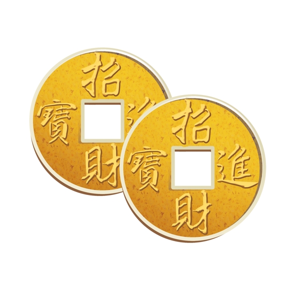 中国风手绘铜钱插画