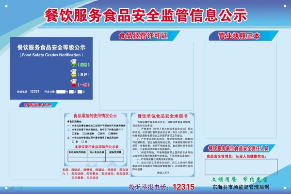 餐饮公示牌