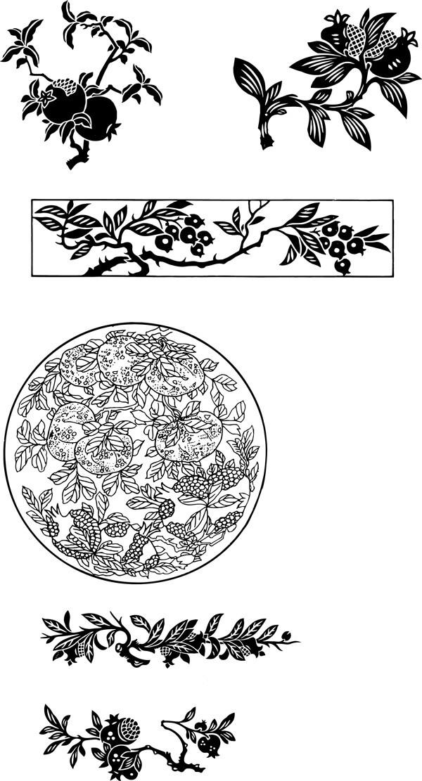 植物石榴桃子富贵花纹古典花纹传统花纹图片
