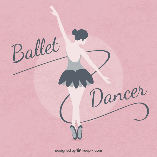 芭蕾演员在平面设计一个粉红色的背景