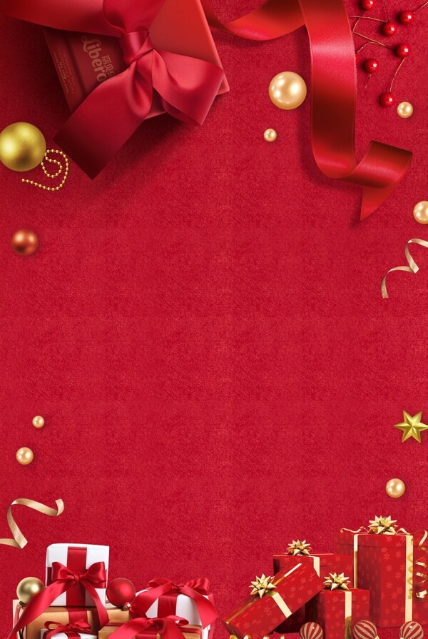 红色喜庆圣诞节背景设计
