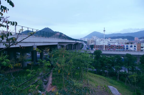 高速铁路公路桥梁交叉景观图片
