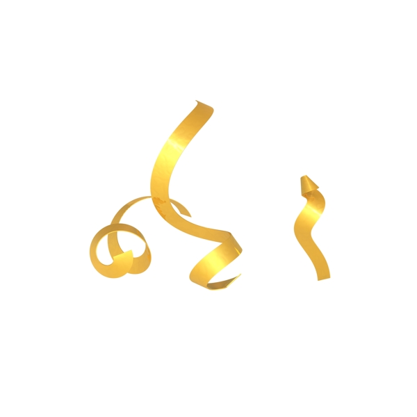 C4D立体金色丝带绸带