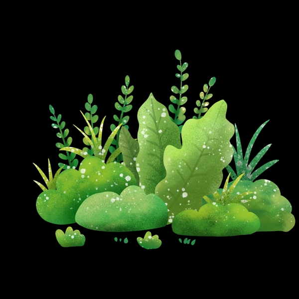 绿色淡彩植物png免抠图