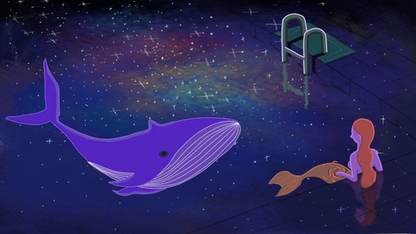 梦幻星空美人鱼鲸鱼