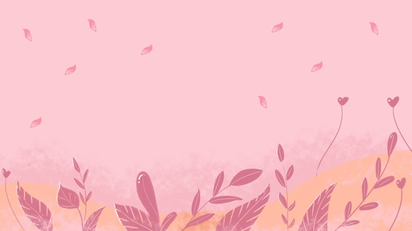 简约彩绘粉色树叶背景素材