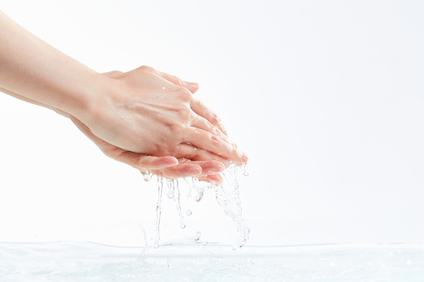 洗手手掌卫生健康水流背景素材