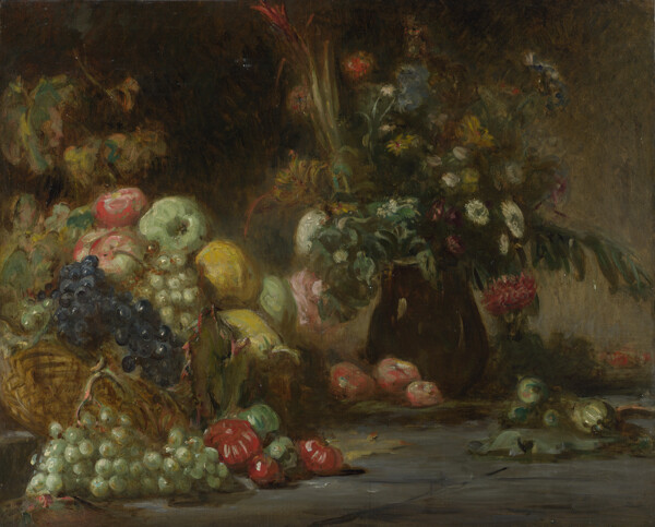水果与花瓶油画图片