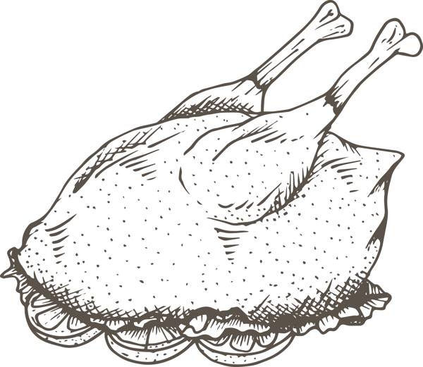 卡通矢量手绘线稿美食鸡腿商业钢笔设计元素