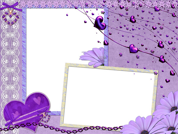 紫色爱心相框图片