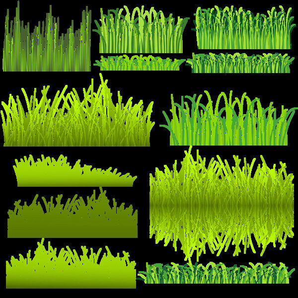 绿色草地边框素材免抠png透明图层素材