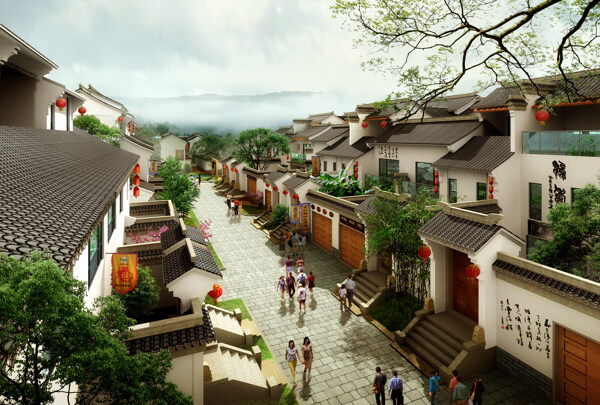 中式商业街图片