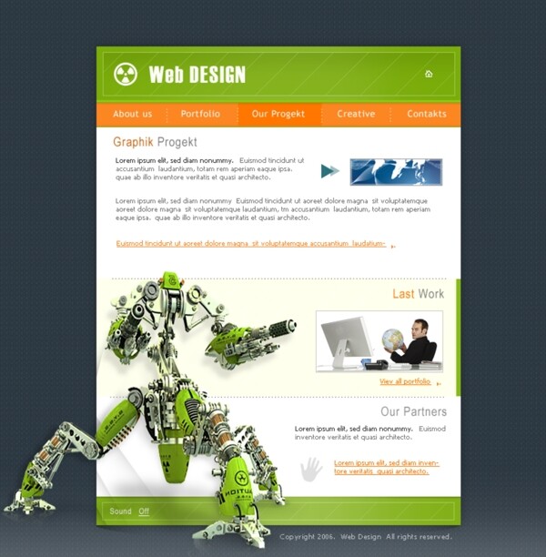 绿色3D设计工作室网页模板