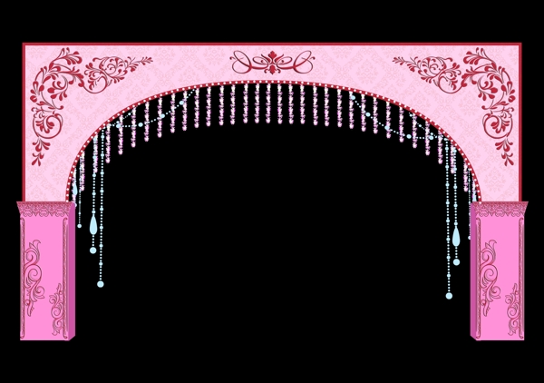 粉色唯美婚礼拱门