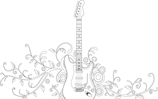 吉他音乐乐器线稿图片
