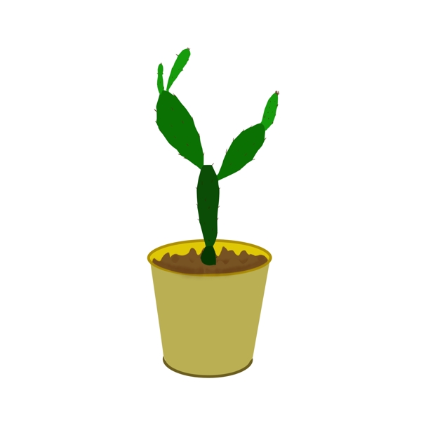 仙人掌盆栽绿色小清新植物元素