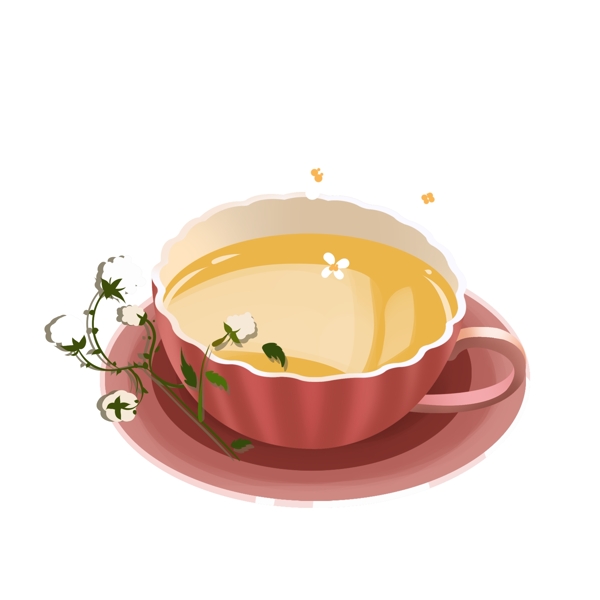 茶文化茶碗茶碟插画