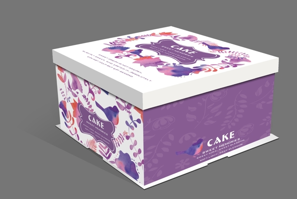 手绘花鸟蛋糕盒设计