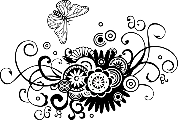 手绘哥特式花卉矢量素材装饰图案